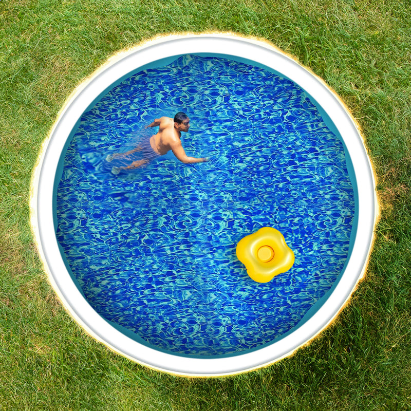 Swimline 15 Foot Swirl Blue Round Above Ground Pool Wall Overlap Liner (Used)