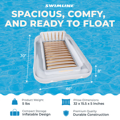 Swimline Luxe Edition Inflatable Suntan Floating Pool Lounger, (Used)