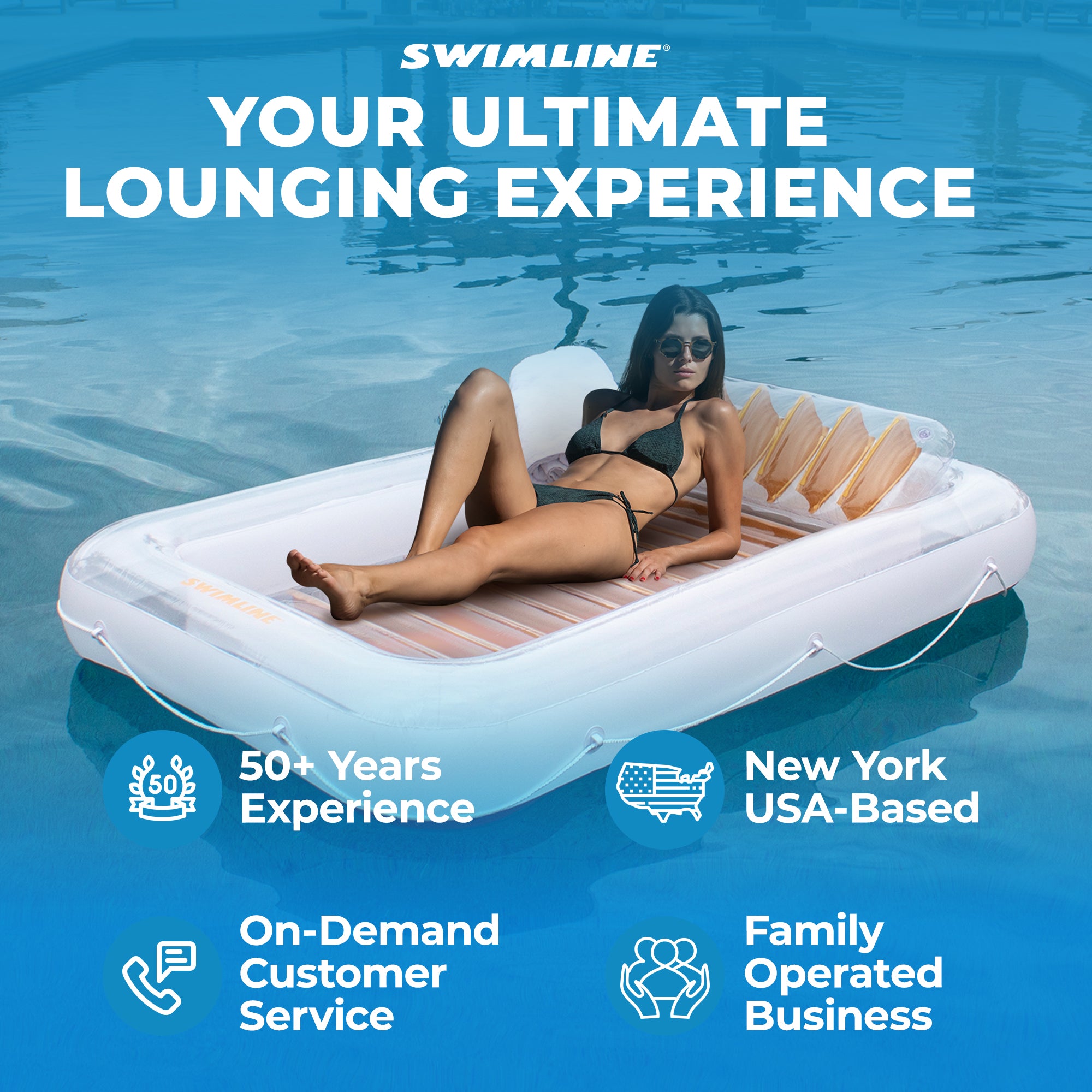 Swimline Luxe Edition Inflatable Suntan Floating Pool Lounger, (Open Box) - VMInnovations