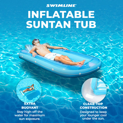 Swimline Original Suntan Tub Relaxing Outdoor Water Lounge Float, Blue(Open Box) - VMInnovations