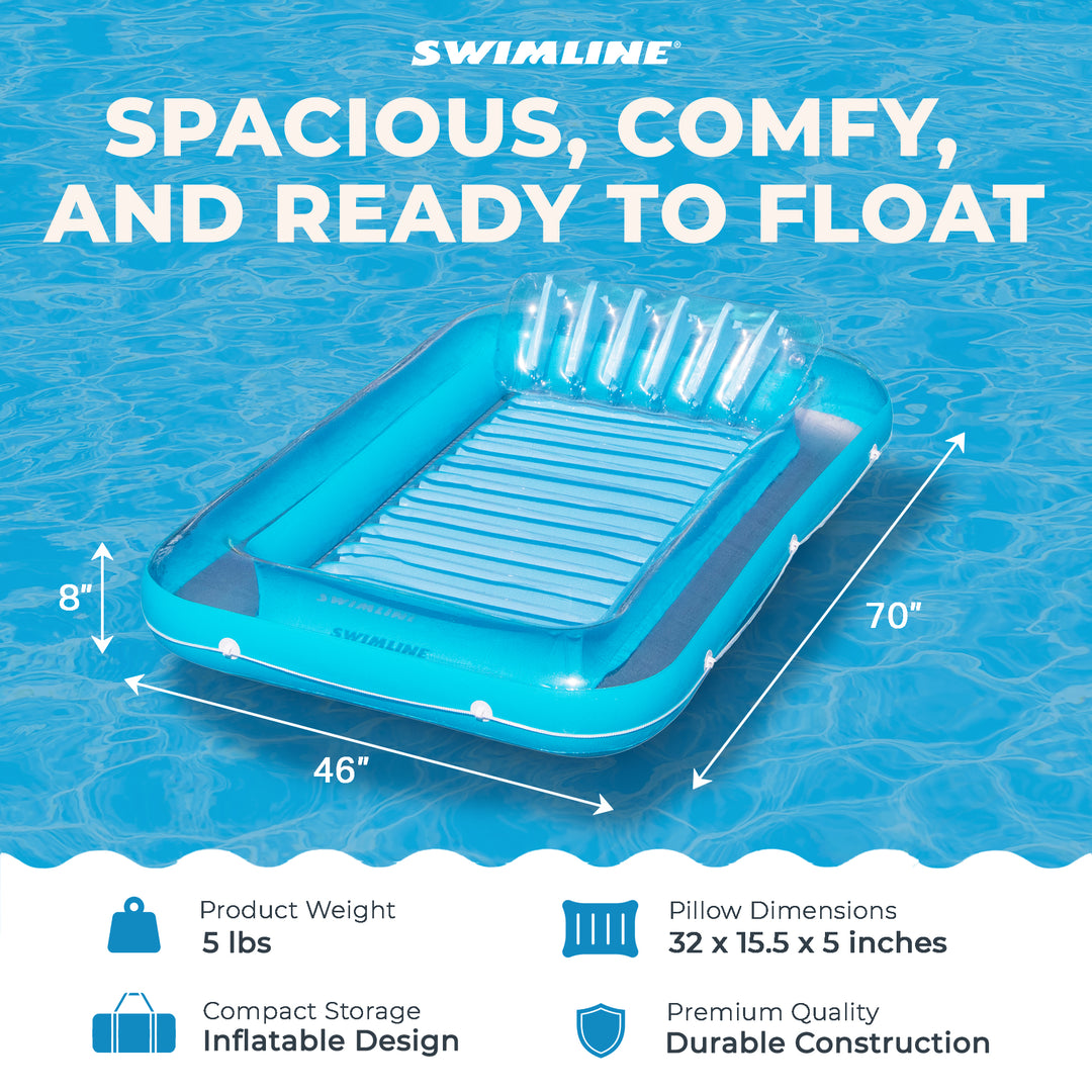 Swimline Original Suntan Tub Relaxing Outdoor Cushioned Water Lounge Float, Blue - VMInnovations