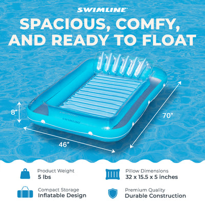 Swimline Original Suntan Tub Relaxing Outdoor Cushioned Water Lounge Float, Blue
