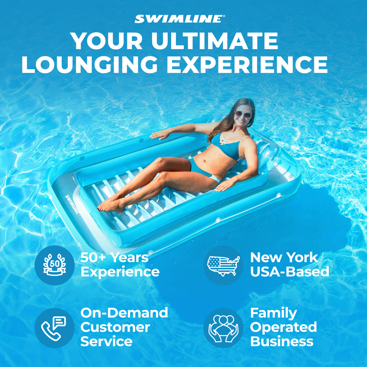 Swimline Original Suntan Tub Relaxing Outdoor Water Lounge Float, Blue(Open Box)