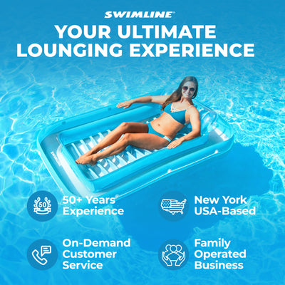 Swimline Original Suntan Tub Relaxing Outdoor Cushioned Water Float, Blue (Used)