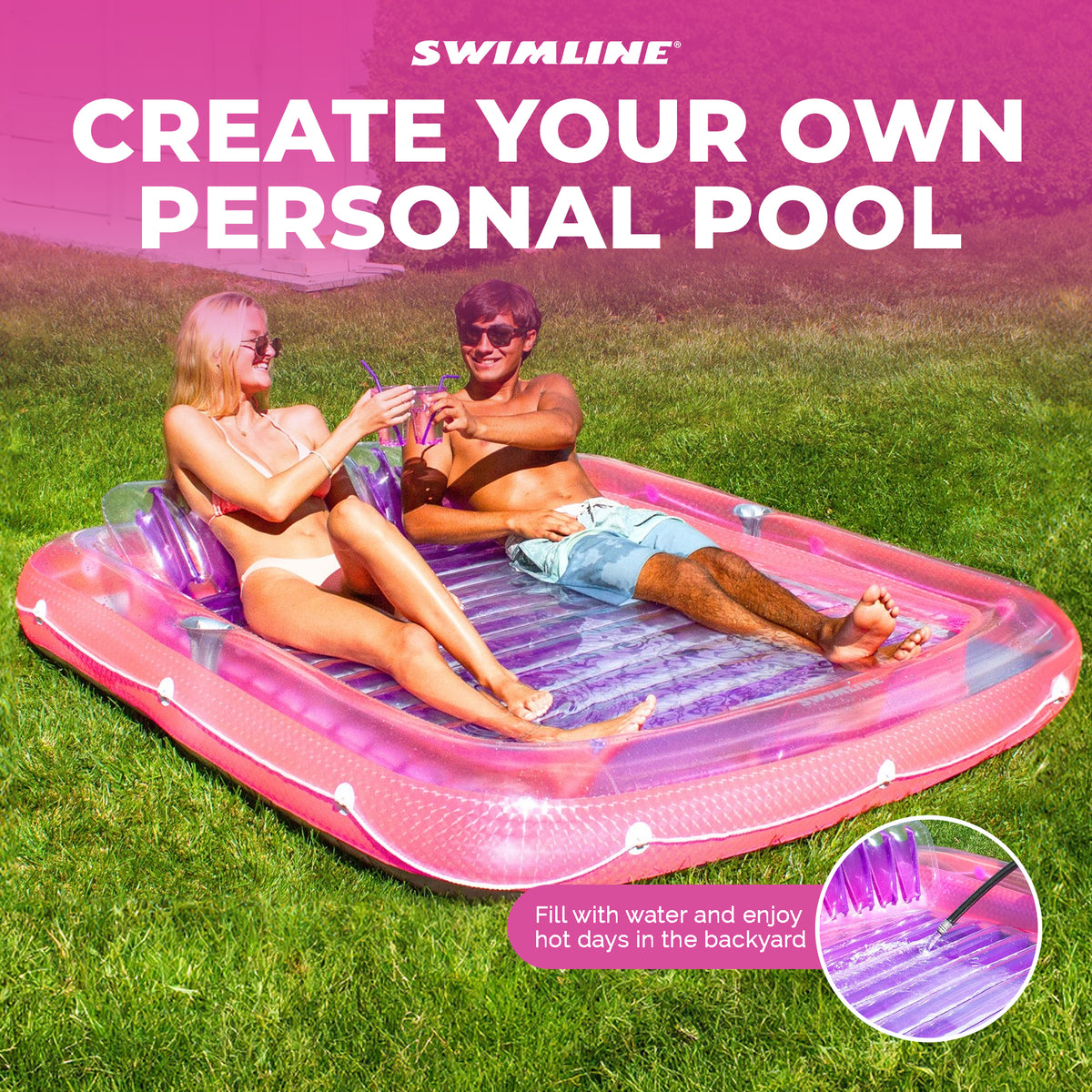 Swimline Original XL Suntan Tub Relaxing Water Lounge Float, Pink/Purple (Used)