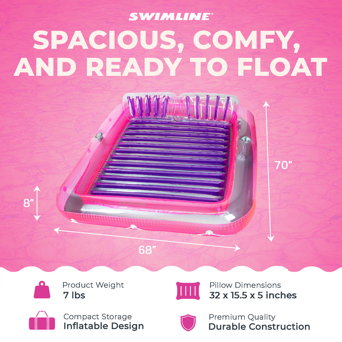 Swimline Original XL Suntan Tub Relaxing Water Lounge Float, Pink/Purple (Used)
