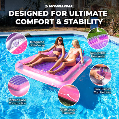Swimline Original XL Suntan Tub Relaxing Water Lounge Float, Pink/Purple (Used)