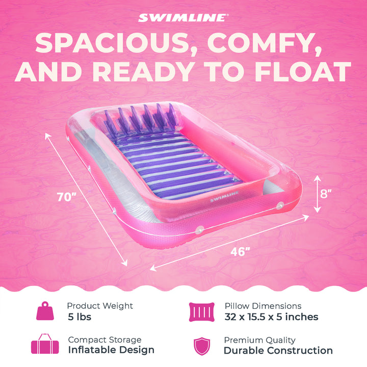 Swimline 71" Swimming Pool Inflatable Suntan Lounge Water Raft Float (4 Pack) - VMInnovations