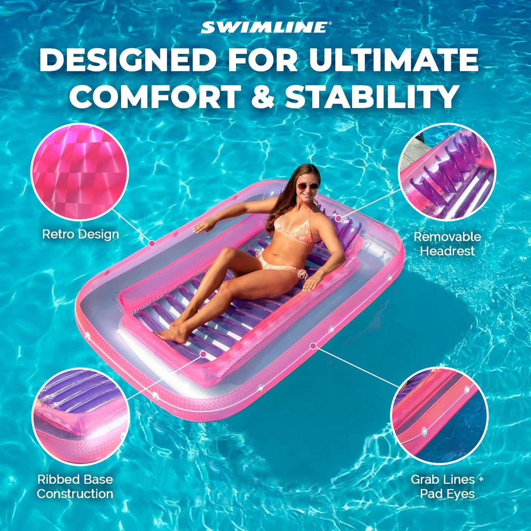 Swimline 71" Swimming Pool Inflatable Suntan Lounge Water Raft Float (4 Pack) - VMInnovations