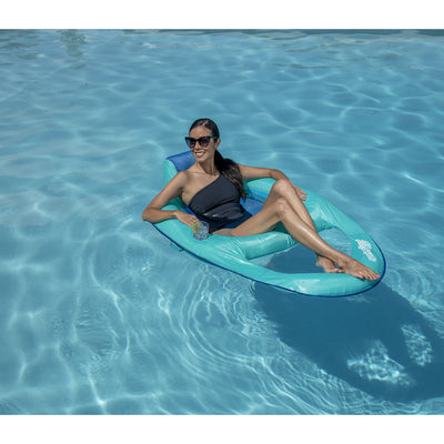 SwimWays Inflatable Twist and Fold Spring Recliner Pool Float, Aqua (4 Pack)