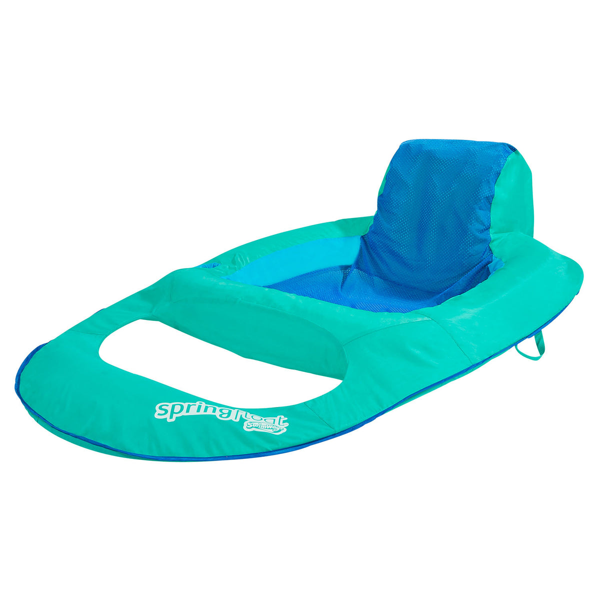 SwimWays Twist & Fold Spring Recliner Pool Float w/ Cup Holder, Aqua (Used)
