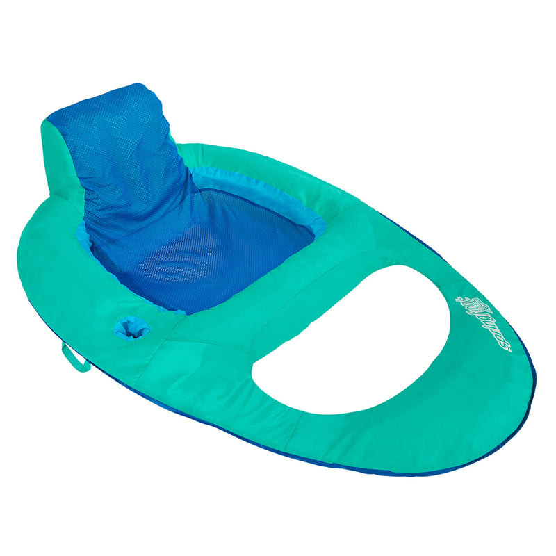 SwimWays Spring Float Inflatable Recliner Pool Lounger, Aqua & Blue (2 Pack)