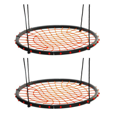 Swinging Monkey Giant 40" Spider Web Outdoor Tree Saucer Swing, Orange (2 Pack) - VMInnovations