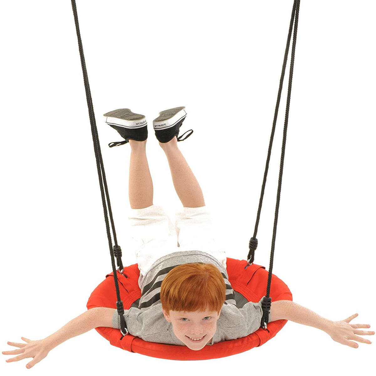 Swinging Monkey Large 24 Inch Web Fabric Outdoor Play Family Saucer Swing, Red - VMInnovations