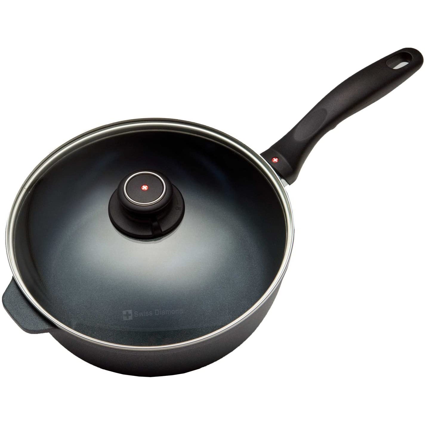 Swiss Diamond Nonstick Saute Skillet w/Glass Lid Cover, 3.2 Quarts (Open Box) - VMInnovations