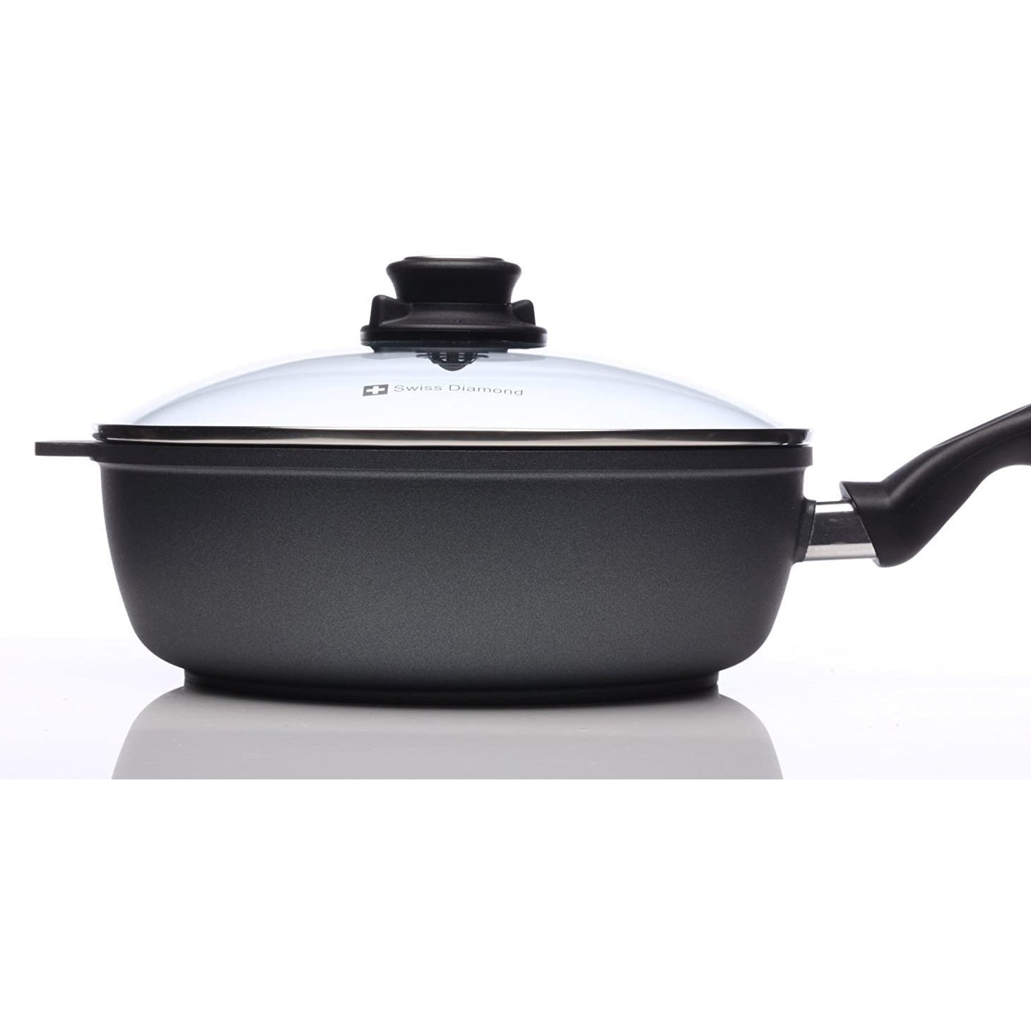 Swiss Diamond Nonstick Saute Skillet w/Glass Lid Cover, 3.2 Quarts (Open Box) - VMInnovations