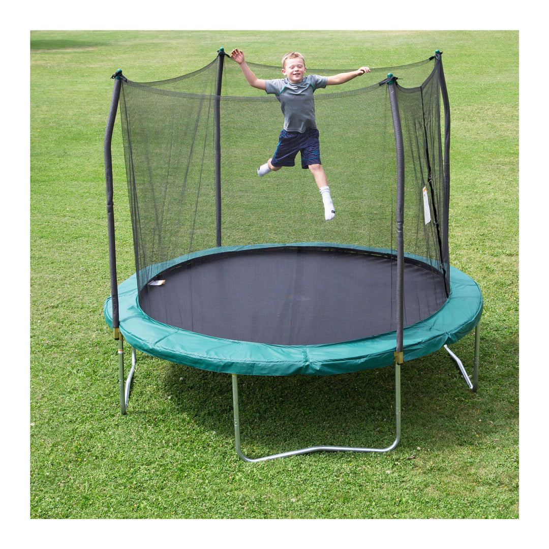 Skywalker Trampolines 10-Foot Round Outdoor Trampoline with Enclosure, Green