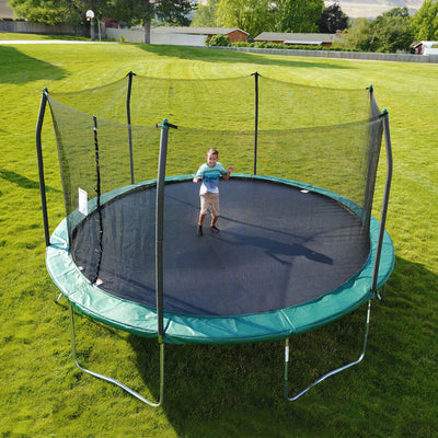 Skywalker Trampolines 15 Foot Round Outdoor Trampoline & Safety Enclosure, Green