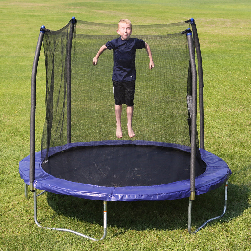 Skywalker Kids 8 Foot Round Trampoline with Safety Net Enclosure, Blue (Used)