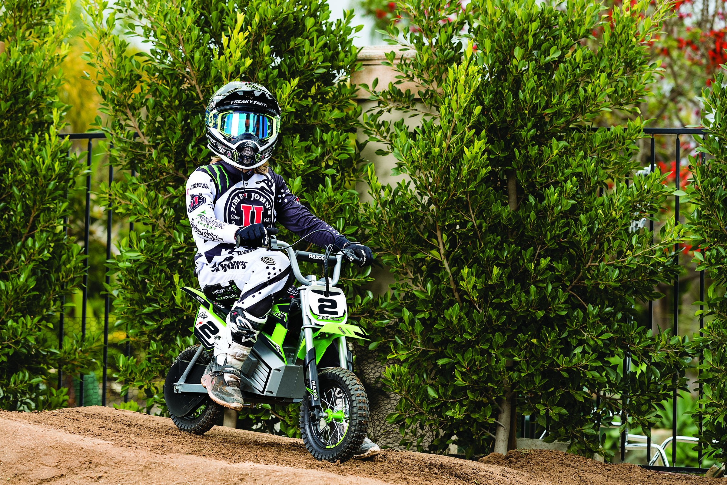 Razor McGrath Pneumatic Knobby Tires Electric Dirt Rocket Bike, Green (Open Box) - VMInnovations
