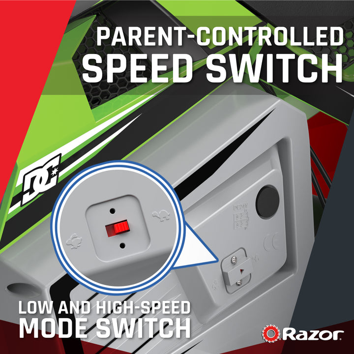 Razor SX350 McGrath Pneumatic Knobby Tires Electric Dirt Rocket Bike, Green - VMInnovations