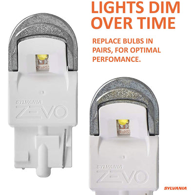 Sylvania Zevo 7440 T20 White LED Mini Auto Bulbs for DRL & Turn Signals (2 Pack)