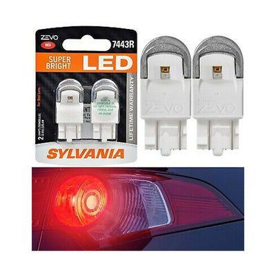 Sylvania Zevo 7443 Red LED Bright Interior Exterior Mini Auto Light Bulb, 2 Pack
