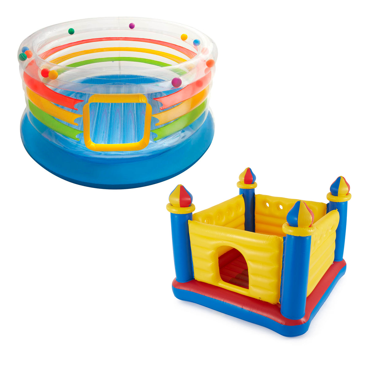 Intex Inflatable Kids Jump-O-Lene Ring & Jump-O-Lene Castle Bouncer Ball Pit