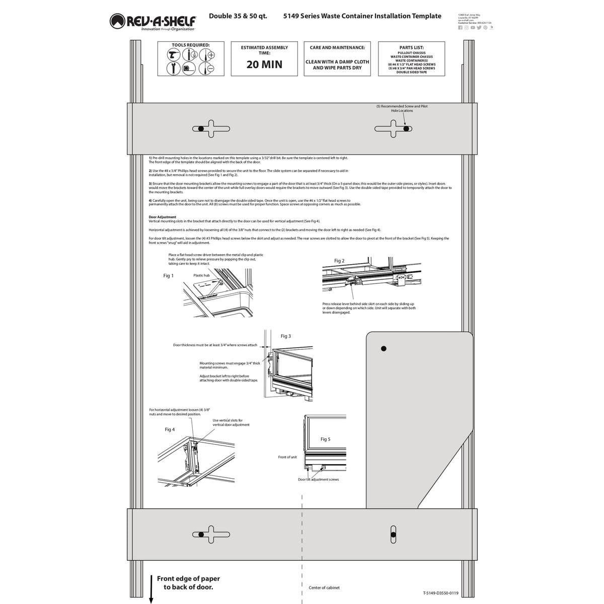 Rev-A-Shelf Double 35 Qt Pullout Cabinet Trash Can w/ Rev-A-Motion (Open Box)