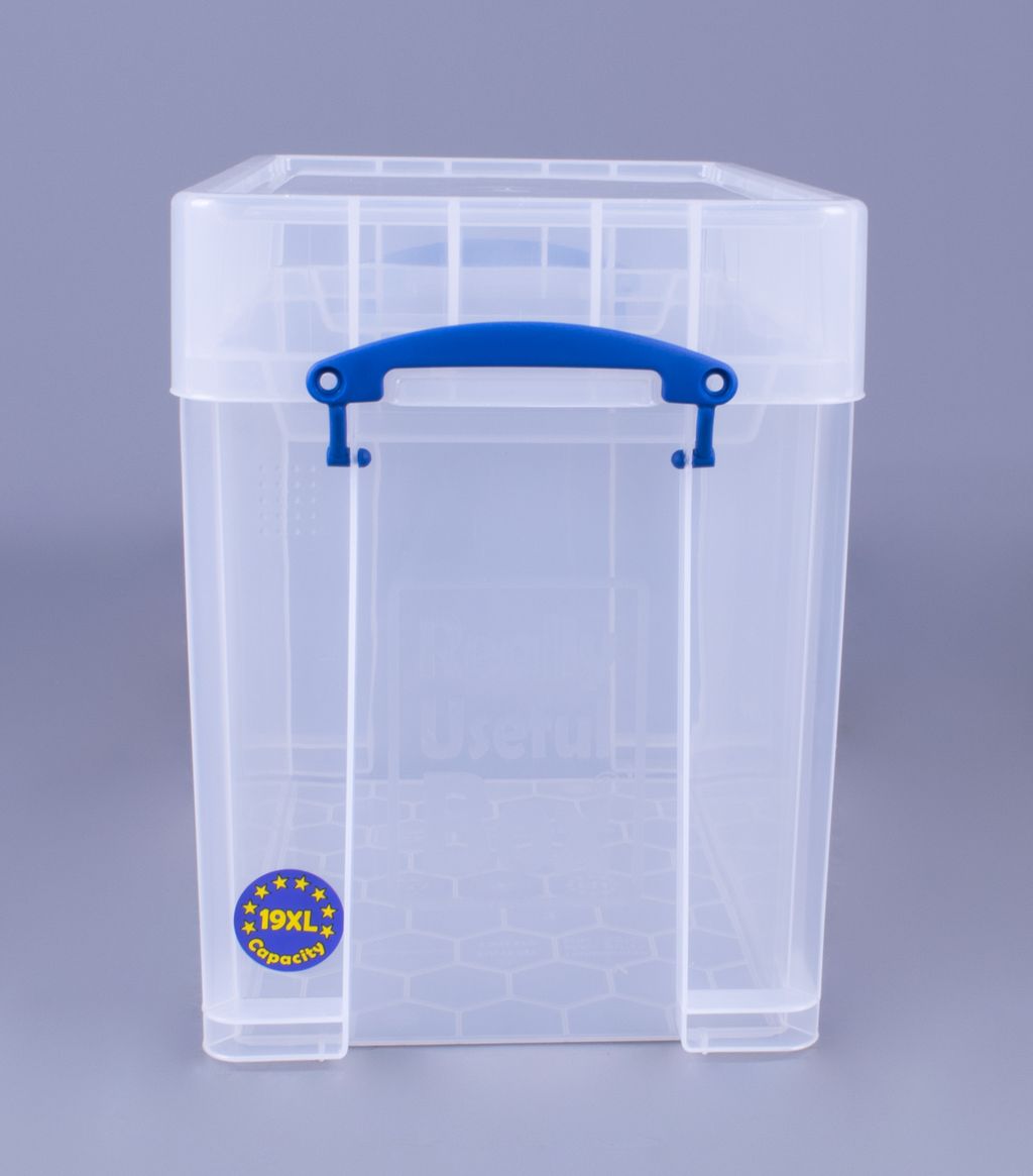 Really Useful Box 19 Liters Transparent Storage Container with Snap Lid, 2 Pack