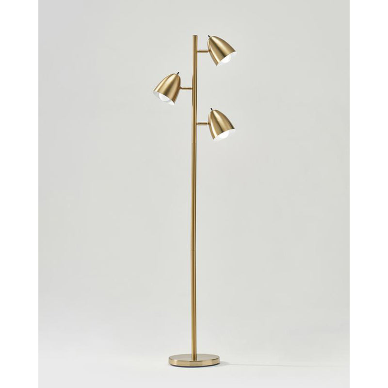 Brightech Jacob 3 Light Tree Floor Lamp Pole with LED Lights, Brass (Used)