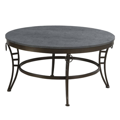 Wallace & Bay Emmerson 35" Round Coffee Table w/ Metal Base, Gray (Used)
