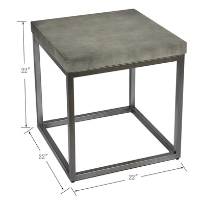 Wallace & Bay Onyx 22" Concrete Style Top Square Side End Table, Gray(For Parts)