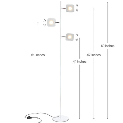 Brightech Tree LED Spotlight Bright 3 Light Floor Lamp Pole, White (Open Box)