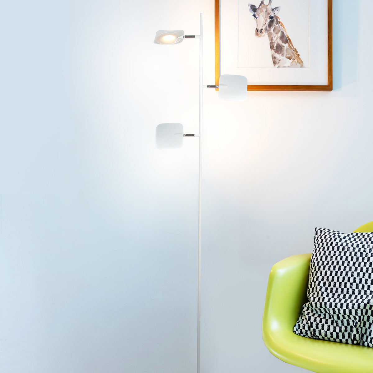 Brightech Tree LED Spotlight Bright 3 Light Floor Lamp Pole, White (Open Box)