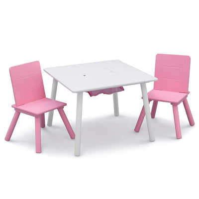 Delta Children Kids Table and Chair Set for Toddlers, White/Pink (Used)