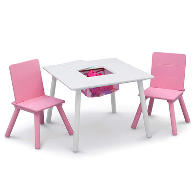 Delta Children Kids Table and Chair Set for Toddlers, White/Pink (Used)