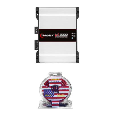 Taramps HD 3000 Watt RMS 1 Ohm Mono Amp and QPower Amplifier Installation Kit