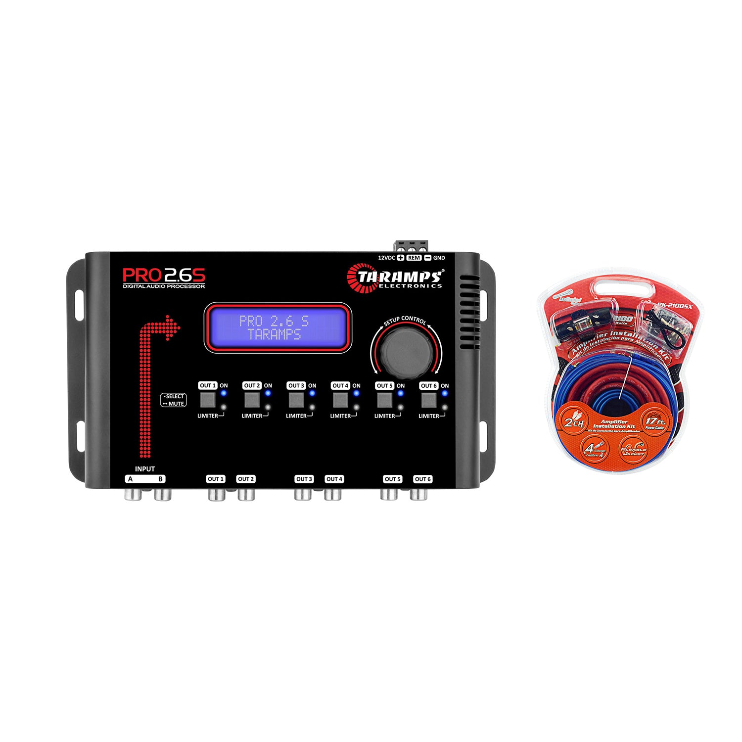Taramps 900727 Pro 2.6S Audio Digital Processor with Audiopipe Installation Kit