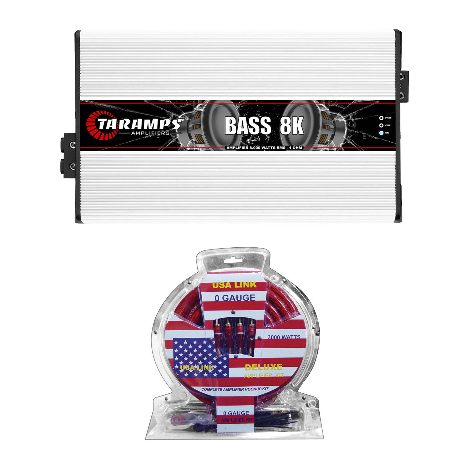 Taramps BASS 8K 8000 Watt RMS Mono Amp and QPower Amplifier Installation Kit