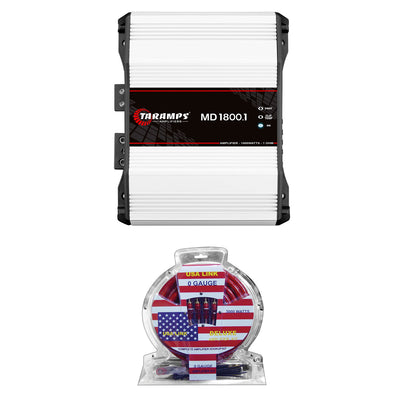 Taramps Class D MD 1800.1 1800 Watt Mono Amplifier and QPower Amp Install Kit