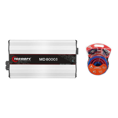 Taramps Class D 8000.1 Automotive Mono Amplifier w/ Audiopipe Installation Kit