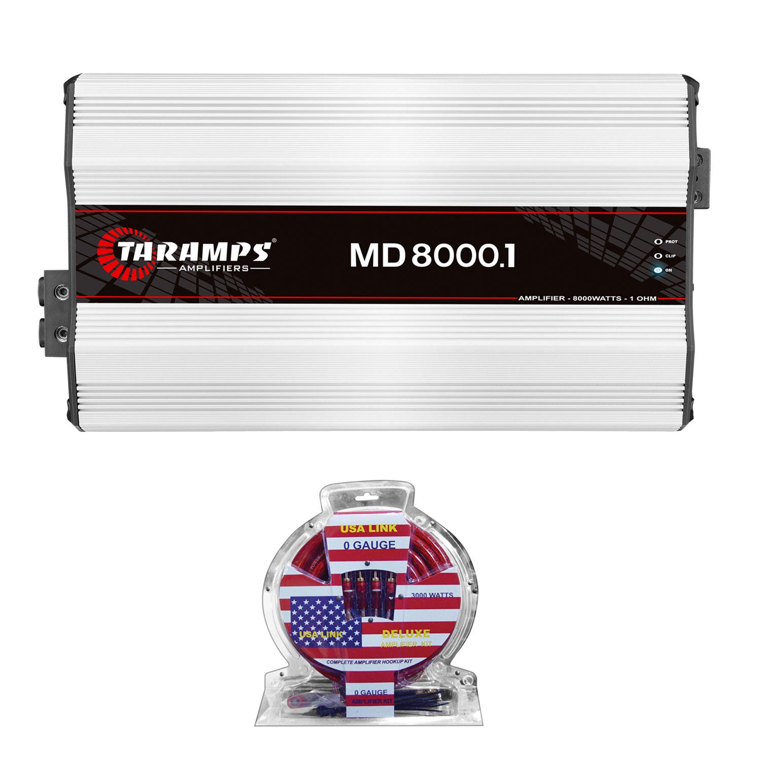 Taramps MD 8000 Watt RMS 1 Ohm Monoblock Amp and QPower Amplifier Install Kit