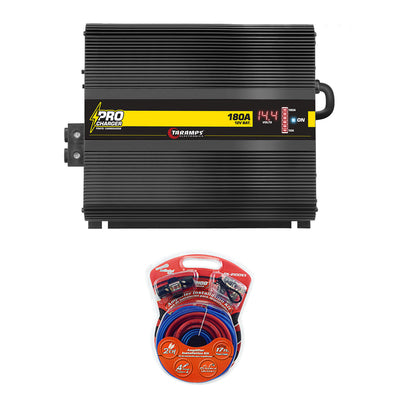 Taramps Procharger 12 Volt 2590 Watt Power Charger and Audiopipe Amp Install Kit