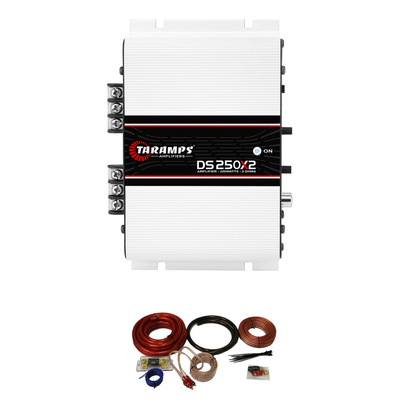 Taramps DS 250X2 Class D Audio 2 Channel Amplifier w/ QPower Installation Kit