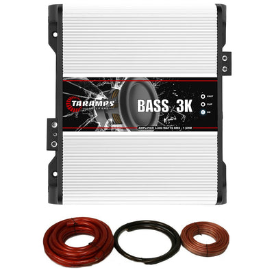 Taramps Auto Mono Amplifier Bundle with QPower Deluxe Wiring Installation Kit