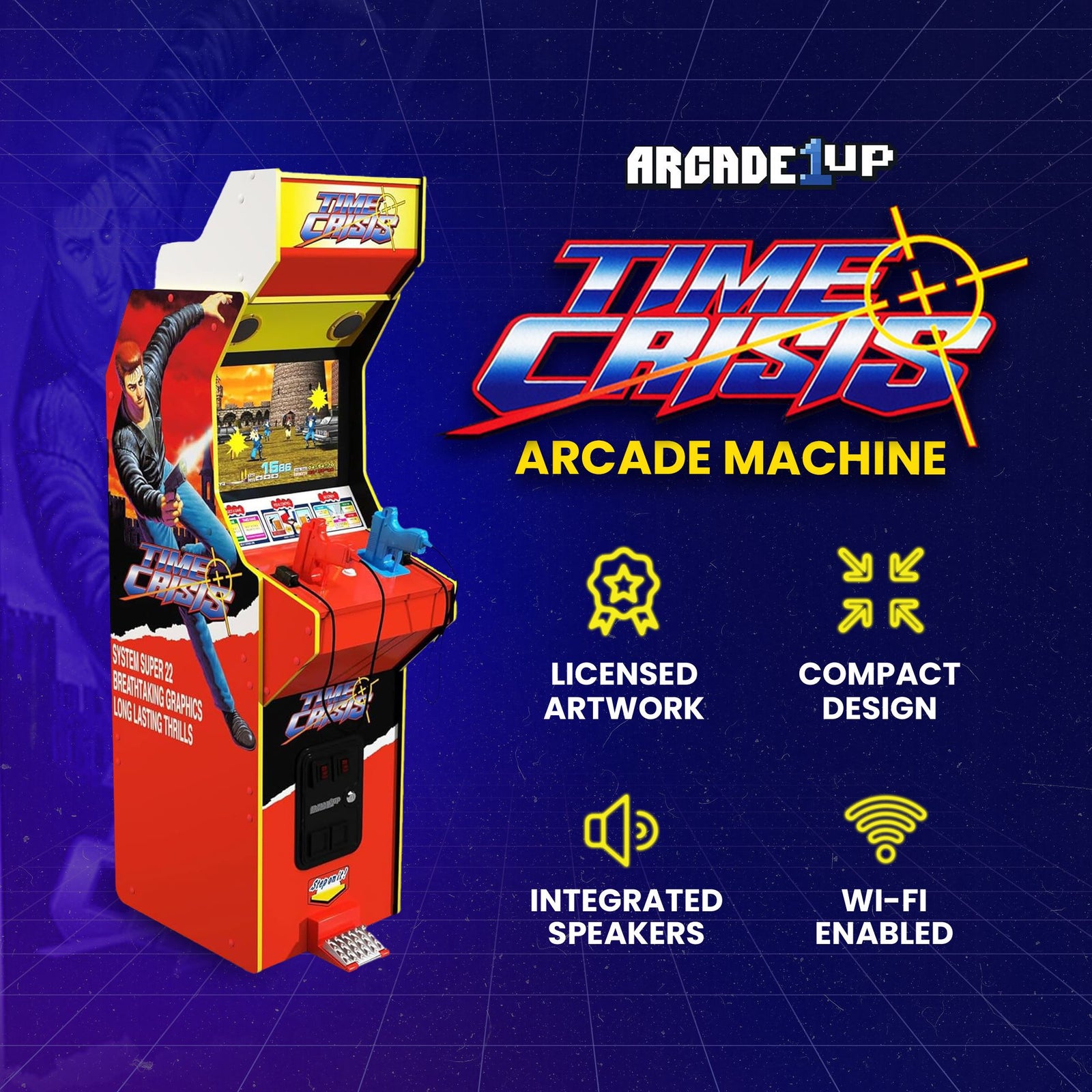 Arcade1Up 17" Screen Multiplayer TIME Crisis Arcade Machine w/ Stand Up Cabinet - VMInnovations