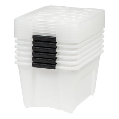 IRIS 32 Quart Stack and Pull Storage Container Box Bin System w/ Lids, (6 Count) - VMInnovations