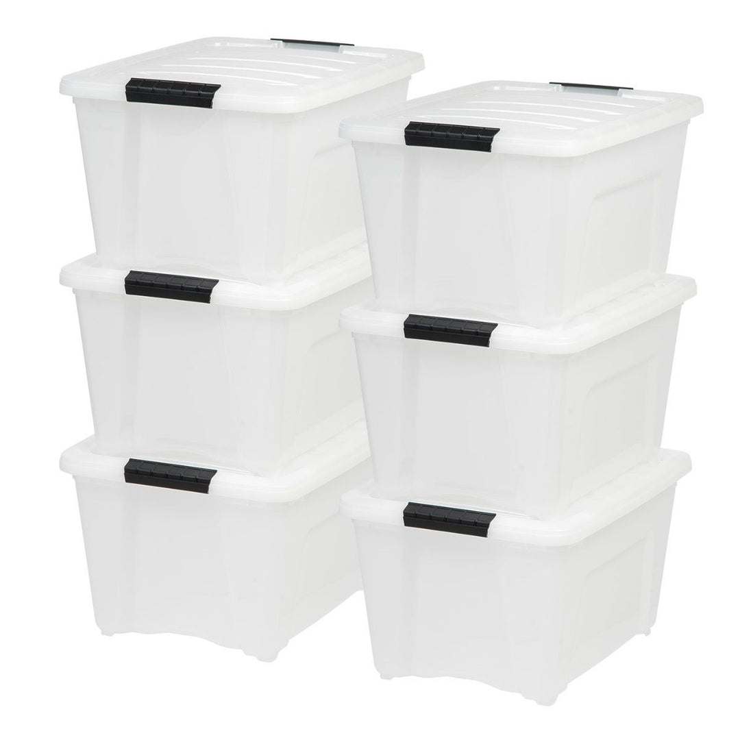 IRIS 32 Quart Stack and Pull Storage Box Bin System w/ Lids (6 Count) (Open Box) - VMInnovations