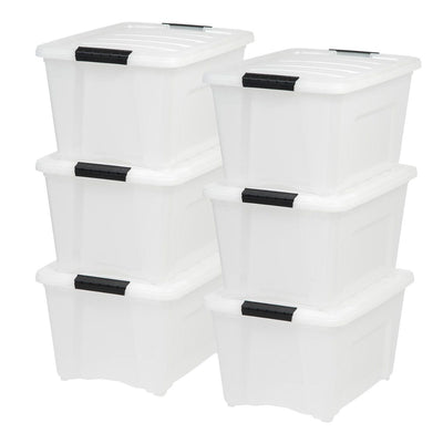 IRIS 32 Quart Stack and Pull Storage Container Box Bin System w/ Lids, (6 Count) - VMInnovations